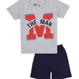 Bodycare Kids Boys Grey & Navy Blue Printed T-shirt with Shorts-picture-3