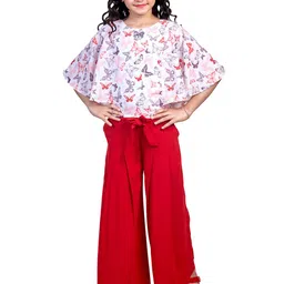 Nottie Planet Girls Red & White Printed Top with Palazzos-image-43