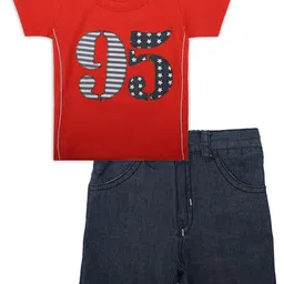 Bodycare Kids Boys Red & Black Printed T-shirt with Shorts-picture-46