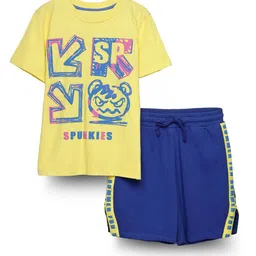 SPUNKIES Girls Graphic Printed Pure Cotton T-Shirt & Shorts-image-12