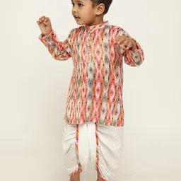 Stuffie Land Boys Printed Mandarin Collar Straight Kurta with Dhoti Pants-50