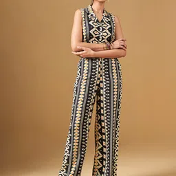 Global Desi Printed Lapel Collar Top & Palazzo-image-88