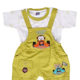 BAESD Infants Animal Graphics Printed Cotton Dungaree With T-Shirt-11