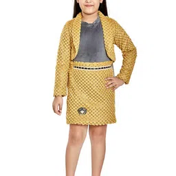 Peppermint Girls Self Design Top & Skirt With Jacket-image-79