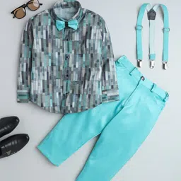 BAESD Boys Printed Shirt With Trousers & Suspenders-image-89