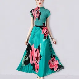 JC Collection Floral Printed Top & Skirt Co-Ords Set-image-94