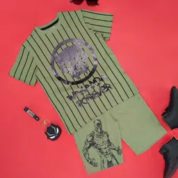 Pantaloons Junior Boys Printed Round Neck Short Sleeves Pure Cotton T-shirt & Shorts-picture-10