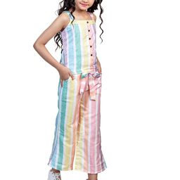 Nottie Planet Girls Multicoloured Candy Striped Printed Co-Ord-picture-54