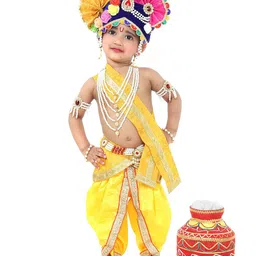 RAJ FANCY DRESSES Unisex Kids Gold-Toned & Red Top With Dhoti Pants-picture-52