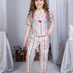 Peppermint Girls Mandarin Collar Dyed Top with Trousers-picture-12