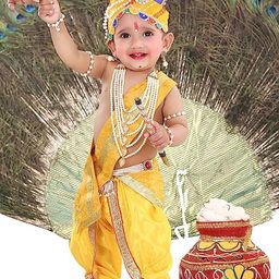 RAJ FANCY DRESSES Kids Shri Krishna Clothing Set With Accessories-15