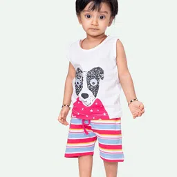 ariel Kids Printed Sleeveless Pure Cotton T-shirt with Shorts-image-96