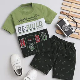 FOURFOLDS Boys Printed Pure Cotton T-shirt with Shorts-44