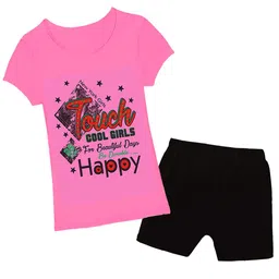 CoolTees4U Girls Printed Pure Cotton T-shirt With Shorts-picture-18