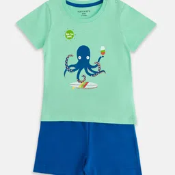 Pantaloons Baby Boys Printed Pure Cotton T-shirt With Shorts-picture-34