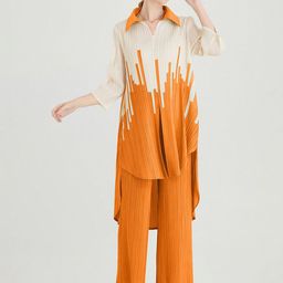 JC Collection Colourblocked Shirt Collar Tunic & Palazzo-image-61
