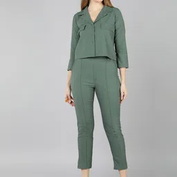 Golden Kite Women Lapel Collar Shirt With Trousers-picture-40