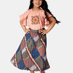 Peppermint Girls Embellished Top With Skirt-image-23