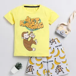 YK Boys Printed Round Neck Short Sleeves T-shirt with Shorts Clothing Set-image-90