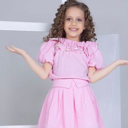 Peppermint Crazy Crayon Girls Checked Top With Skirt-image-102