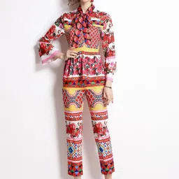 JC Collection Women Red & Yellow Printed Co-Ords-picture-24