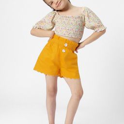 Nauti Nati Girls Printed Square Neck Smocked Top with Shorts-image-95