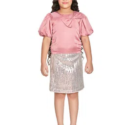 Peppermint Girls Embellished Top with Skirt-image-51