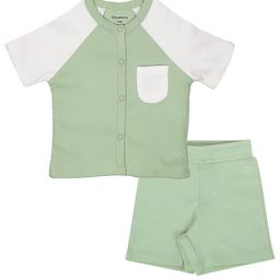 My Milestones Infant Boys Colourblocked Pure Cotton Shirt with Shorts-69