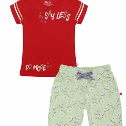 3PIN Girls Printed Pure Cotton T-shirt with Shorts-image-58