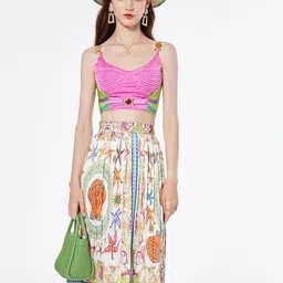 JC Collection Printed Top & Pleated Skirt-picture-35