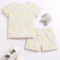Nino Bambino Girls Organic Cotton Printed T-shirt with Shorts-image-90