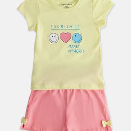Pantaloons Baby Girls Printed Pure Cotton T-shirt With Shorts-image-116