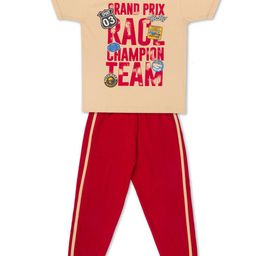 Todd N Teen Boys Peach & Red Printed Short Sleeve Co-Ords Set-picture-18
