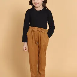 PICCOLO Girls Camel Brown & Black T-shirt with Trousers-image-99