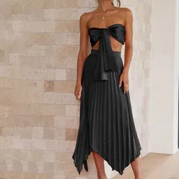 StyleCast Black Strapless Top & Accordion Pleated Skirt-image-54