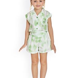Peppermint Girls Green Printed Shirt with Shorts-image-94