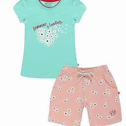 3PIN Girls Graphic Printed Pure Cotton T-shirt with Shorts-image-67