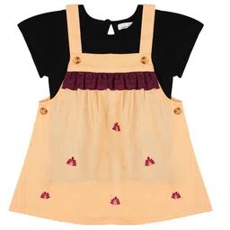 BAESD Infants Girls Floral Embroidered Cotton T-shirt With Dungaree-image-9