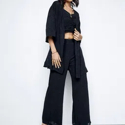 AND Ruched Crop Top With Palazzo & Shrug-43