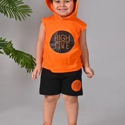 BAESD Boys Typography Printed Pure Cotton T-shirt With Capris-picture-2