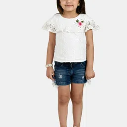 Peppermint Girls Self Design Top with Shorts-image-27