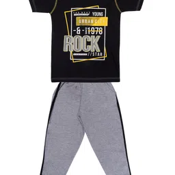 Todd N Teen Boys Black & Grey Printed Pure Cotton T-shirt with Pyjamas-picture-8