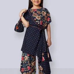 Peppermint Girls Printed Kurta Style Top with Pyjamas-image-22