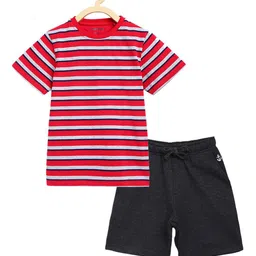 Campana Boys Striped Pure Cotton T-shirt with Shorts-image-18