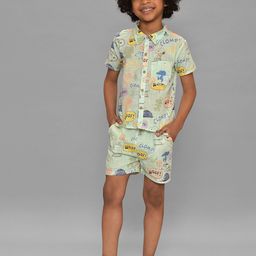 MiArcus Boys Peanuts Snoopy Printed Pure Cotton Shirt with Shorts-8