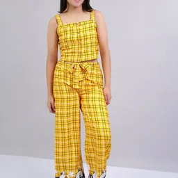 Naughty Ninos Girls Yellow & Black Checked Top with Palazzos-image-76