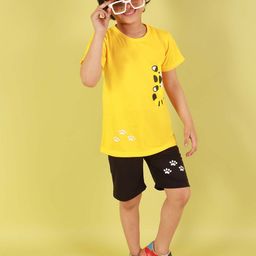 Ameeha Boys Printed Pure Cotton T-shirt With Shorts-image-11