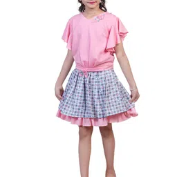 Nottie Planet Kids Girls Pink & Blue Printed Short Sleeve clothing set Set-image-14