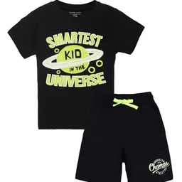 PLUM TREE Boys Printed Pure Cotton T-shirt with Shorts-image-97