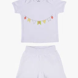 My Milestones Boys White Printed T-shirt with Shorts-picture-12